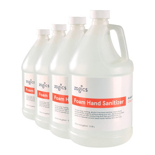 Zogics 128 oz Alcohol-Free Foam Citrus + Aloe Hand Sanitizer, (Case of 4)